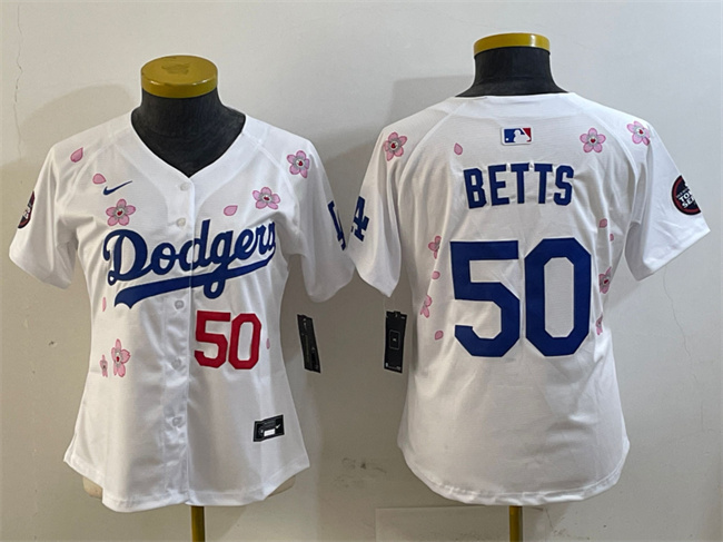Youth Los Angeles Dodgers #50 Mookie Betts White 2025 Tokyo Series Limited Stitched Baseball Jersey Youth Los Angeles Dodgers #50 Mookie Betts White 2025 Tokyo Series Limited Stitched Baseball Jersey